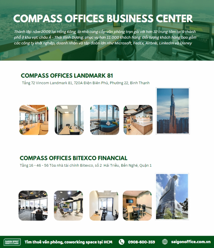 2 chi nhánh Compass Offices Business Center tại TP Hồ Chí Minh