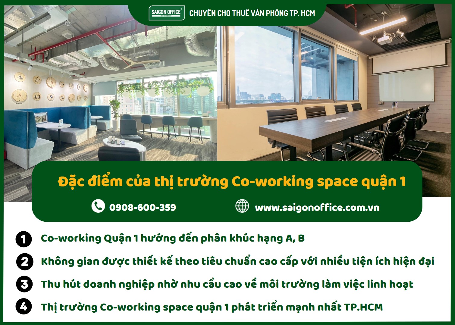 4 đặc trưng của thị trường coworking space quận 1