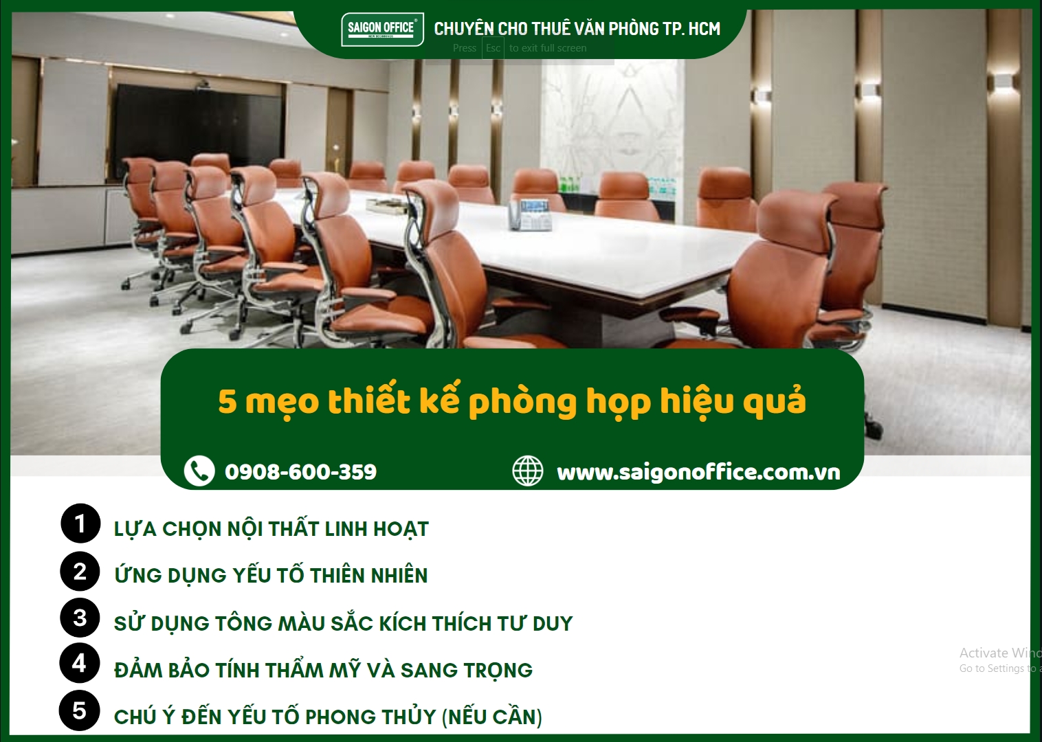 5 mẹo thiết kế phòng họp hiệu quả