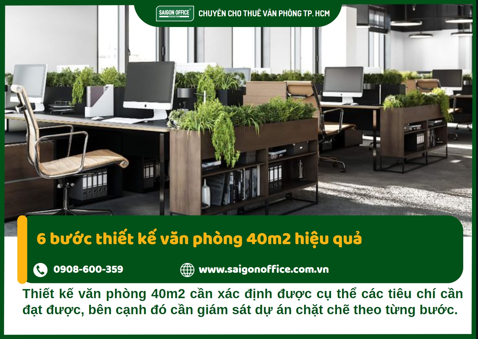 6 bước thiết kế văn phòng 40m2 tối ưu diện tích và tiết kiệm chi phí