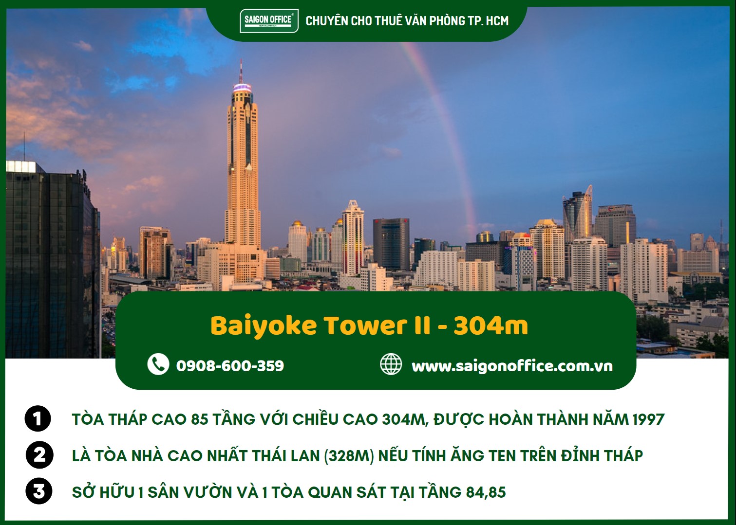 Baiyoke Tower II tòa nhà cao thứ ba thái lan