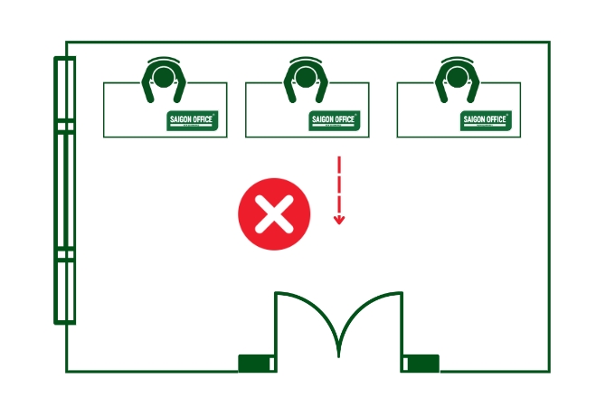Bàn làm việc Đối diện cửa ra vào