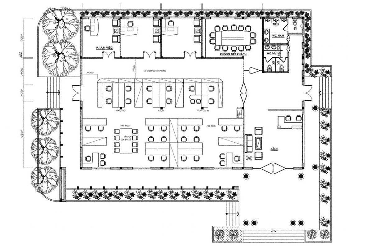 Bản vẽ thiết kế văn phòng có bố trí hợp lý