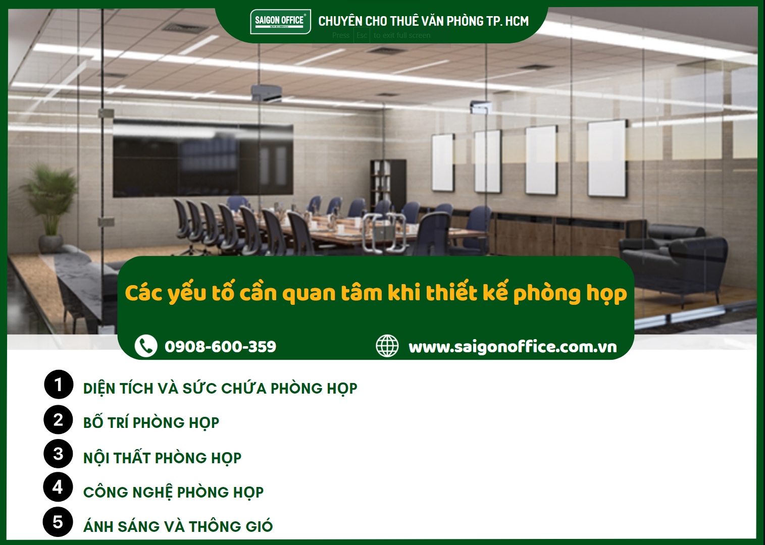 Các yếu tố cần quan tâm khi thiết kế phòng họp