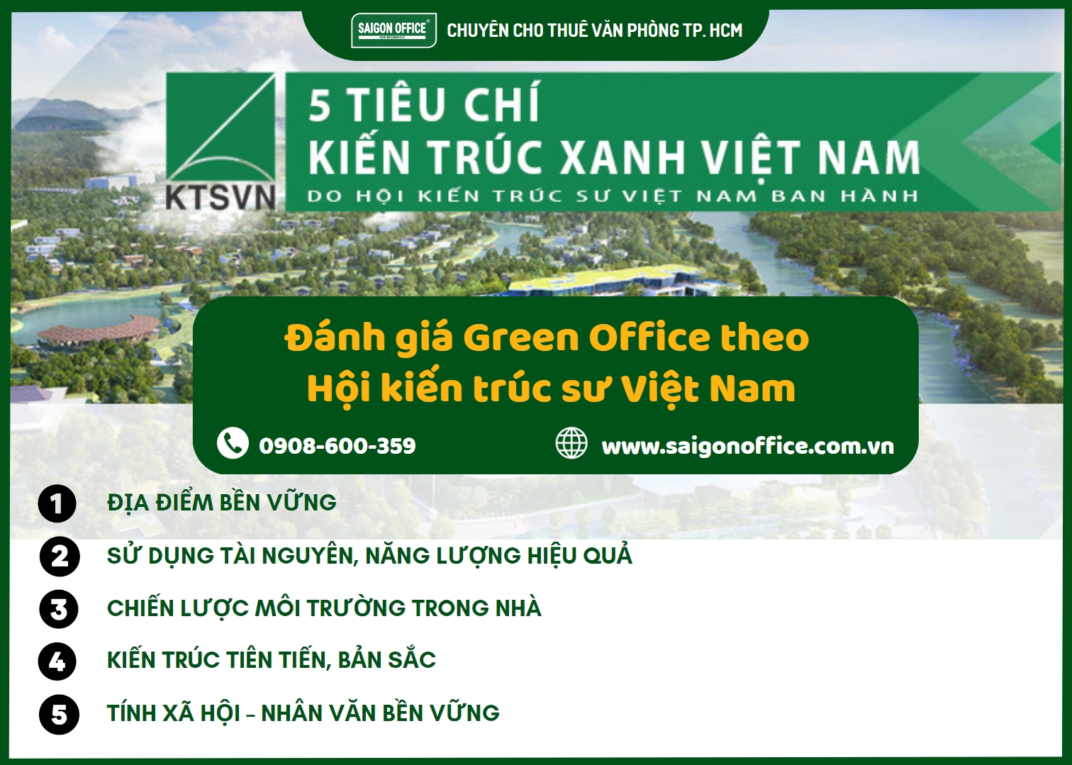 Đánh giá văn phòng xanh theo Hội kiến trúc sư Việt Nam