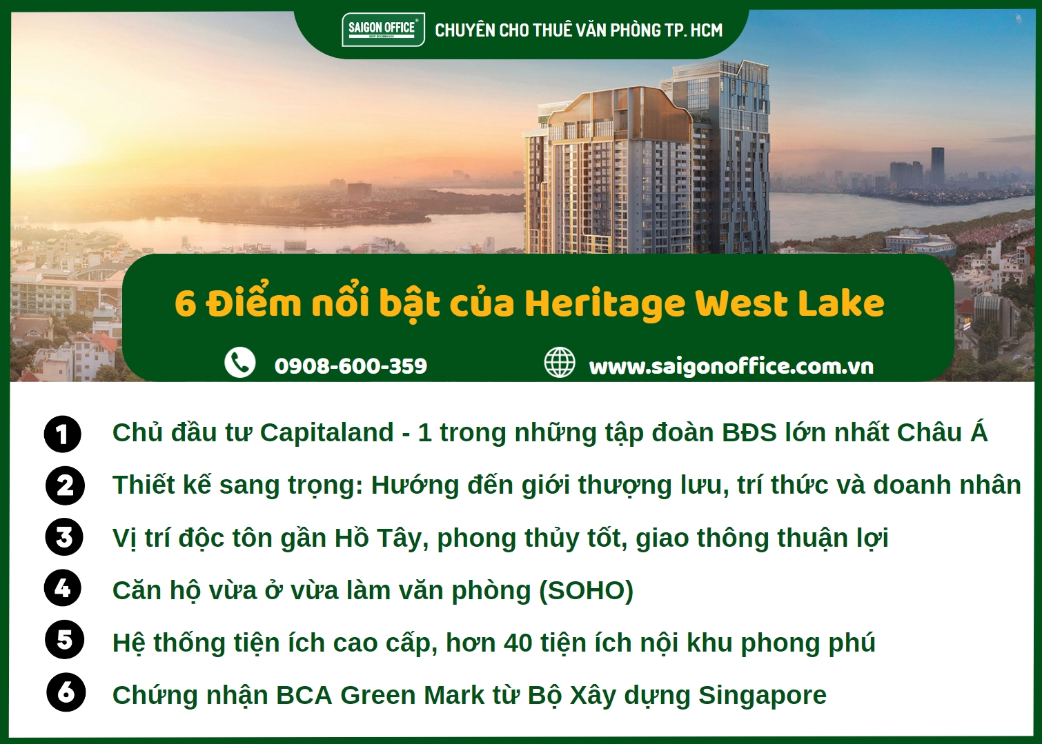 Điểm nổi bật của Heritage West Lake