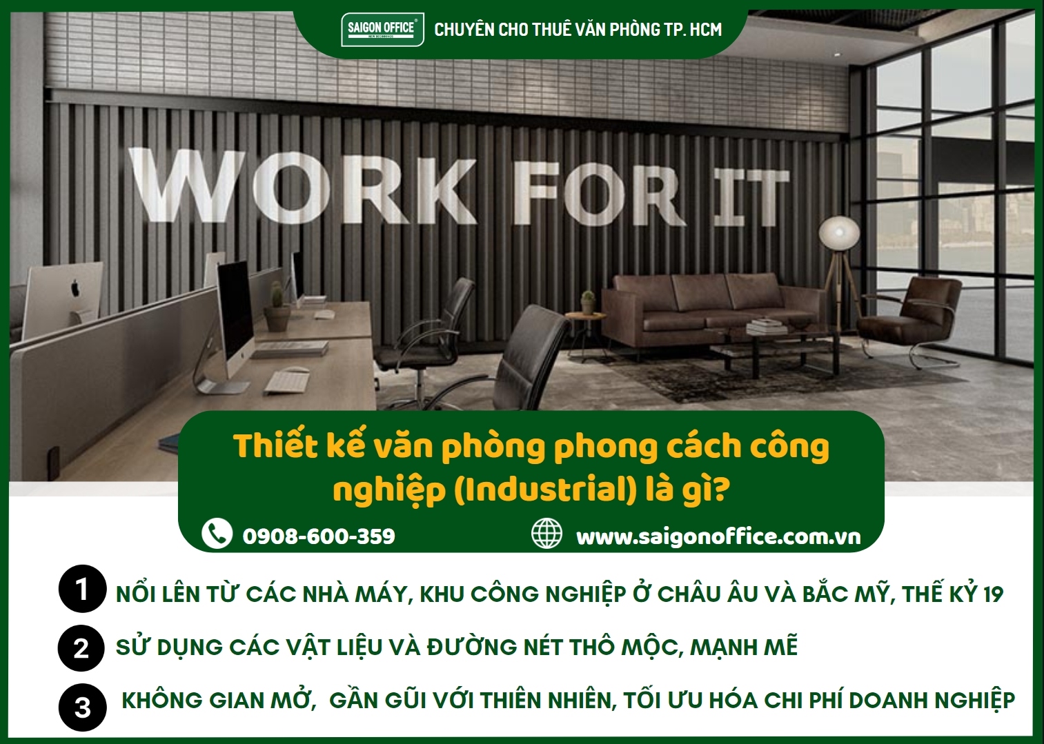 Định nghĩa thiết kế văn phòng phong cách công nghiệp