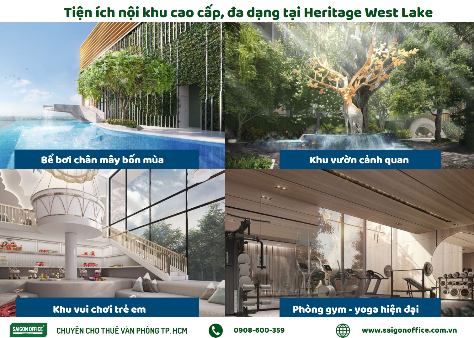 Heritage West Lake mang đến hơn 40 tiện ích nội khu cao cấp, đa dạng