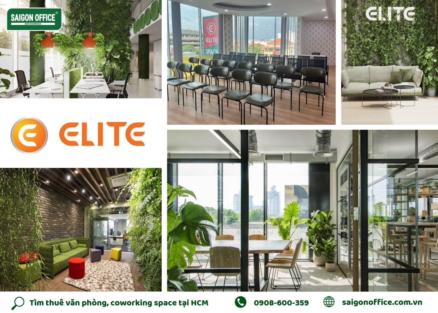 Không gian xanh mát của Coworking space Elite Đặng Văn Sâm