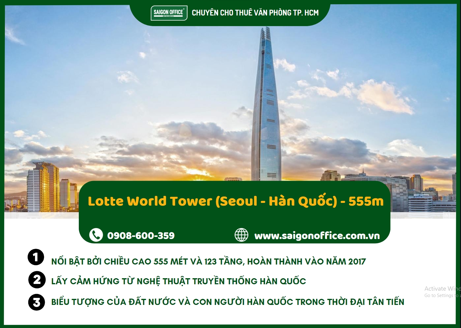 Lotte World Tower (Seoul - Hàn Quốc) - 555m