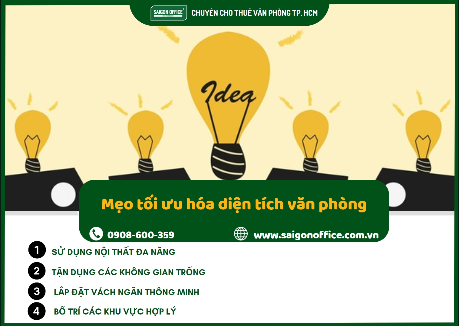 Mẹo tối ưu diện tích văn phòng