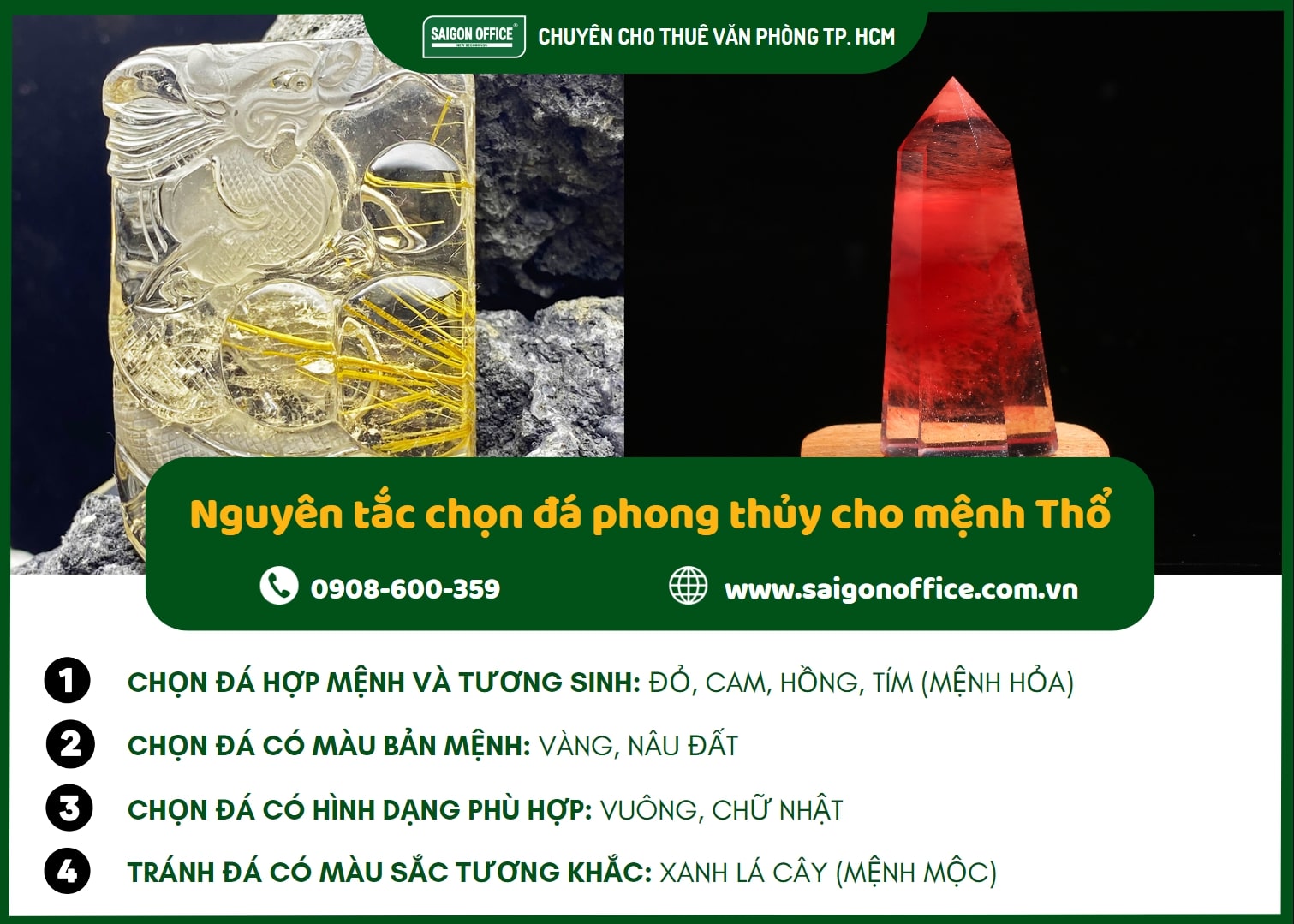 Nguyên tắc cơ bản khi chọn đá phong thủy cho người mệnh Thổ