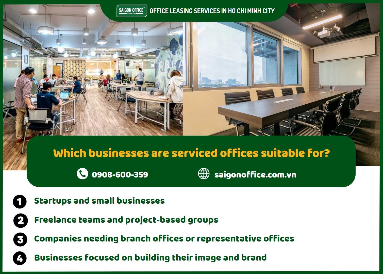 Packaged office space is suitable for any type of business