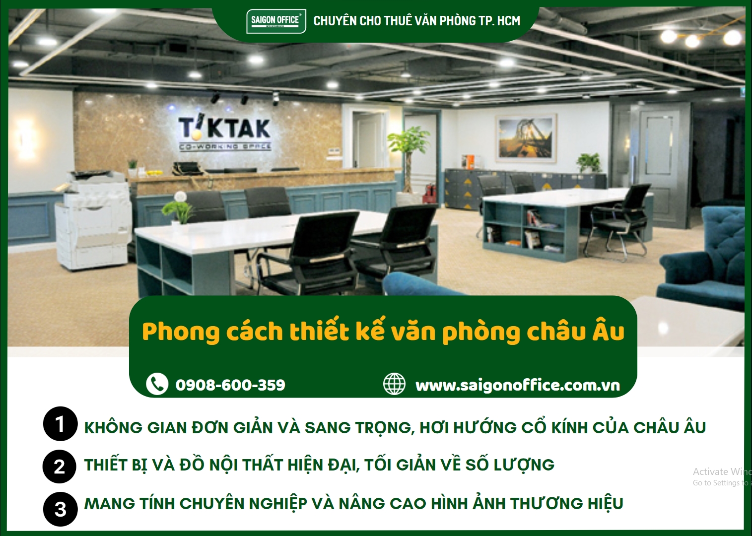 Phong cách thiết kế văn phòng châu Âu