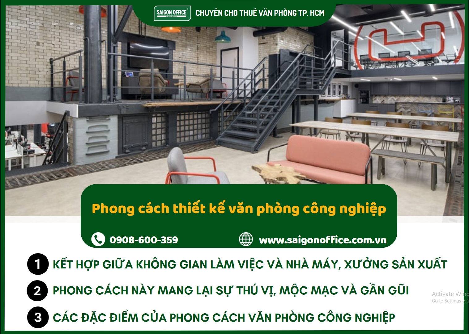 Phong cách thiết kế văn phòng công nghiệp