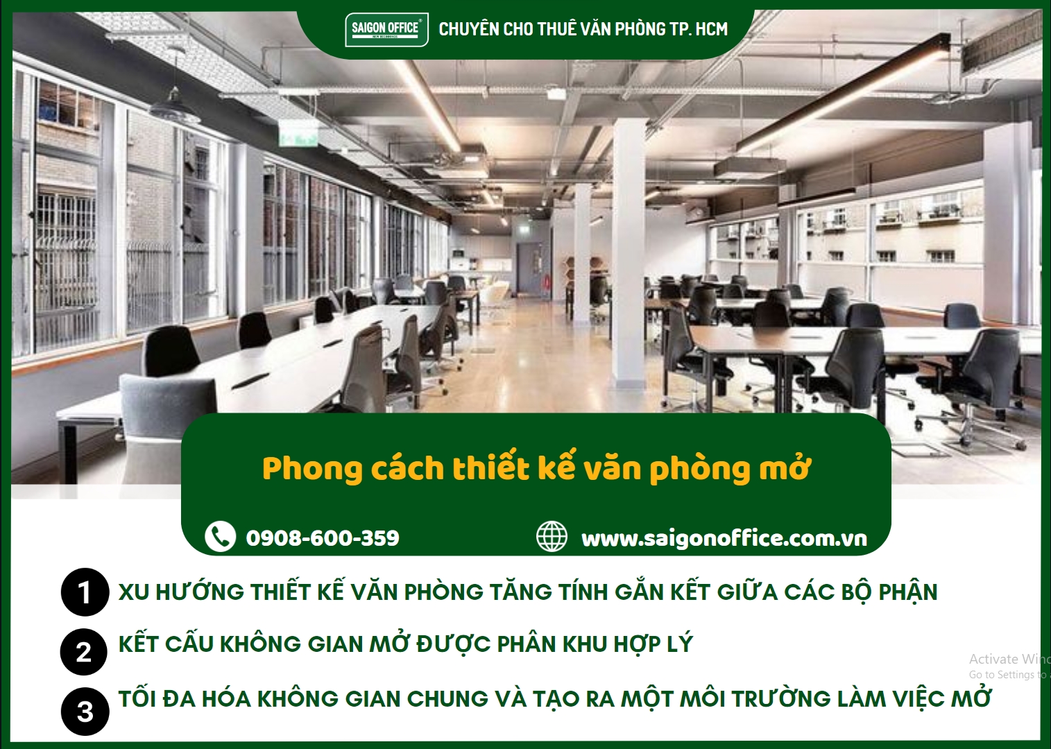 Phong cách thiết kế văn phòng mở