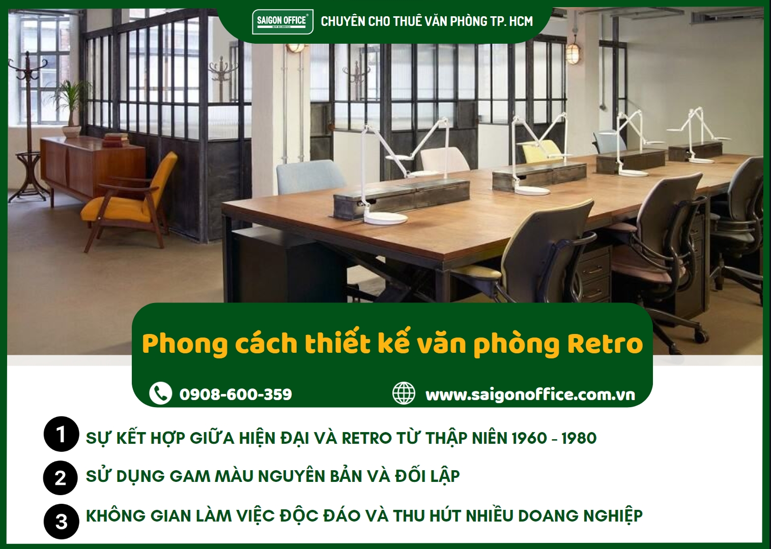 Phong cách thiết kế văn phòng Retro