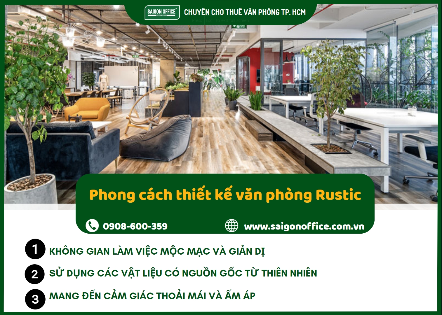 Phong cách thiết kế văn phòng Rustic