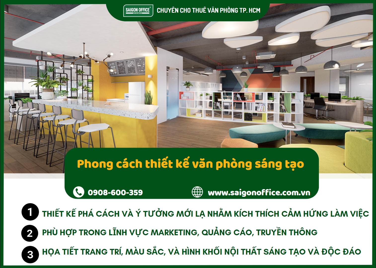 Phong cách thiết kế văn phòng sáng tạo