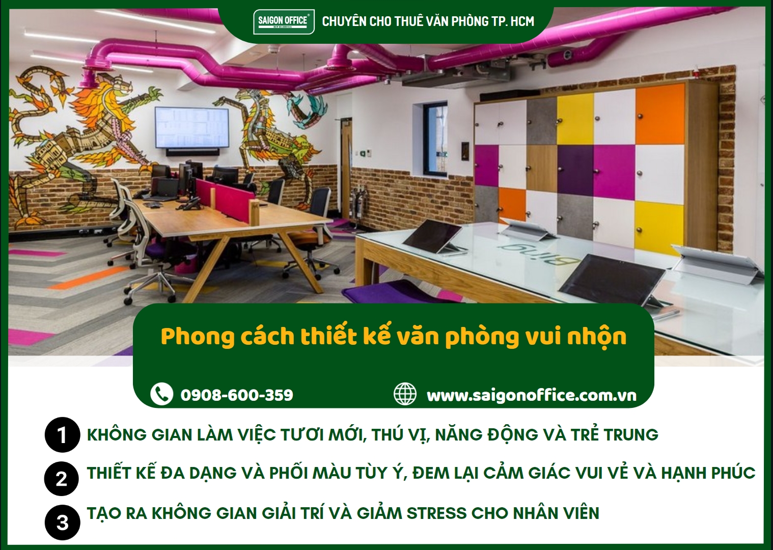 Phong cách thiết kế văn phòng vui nhộn