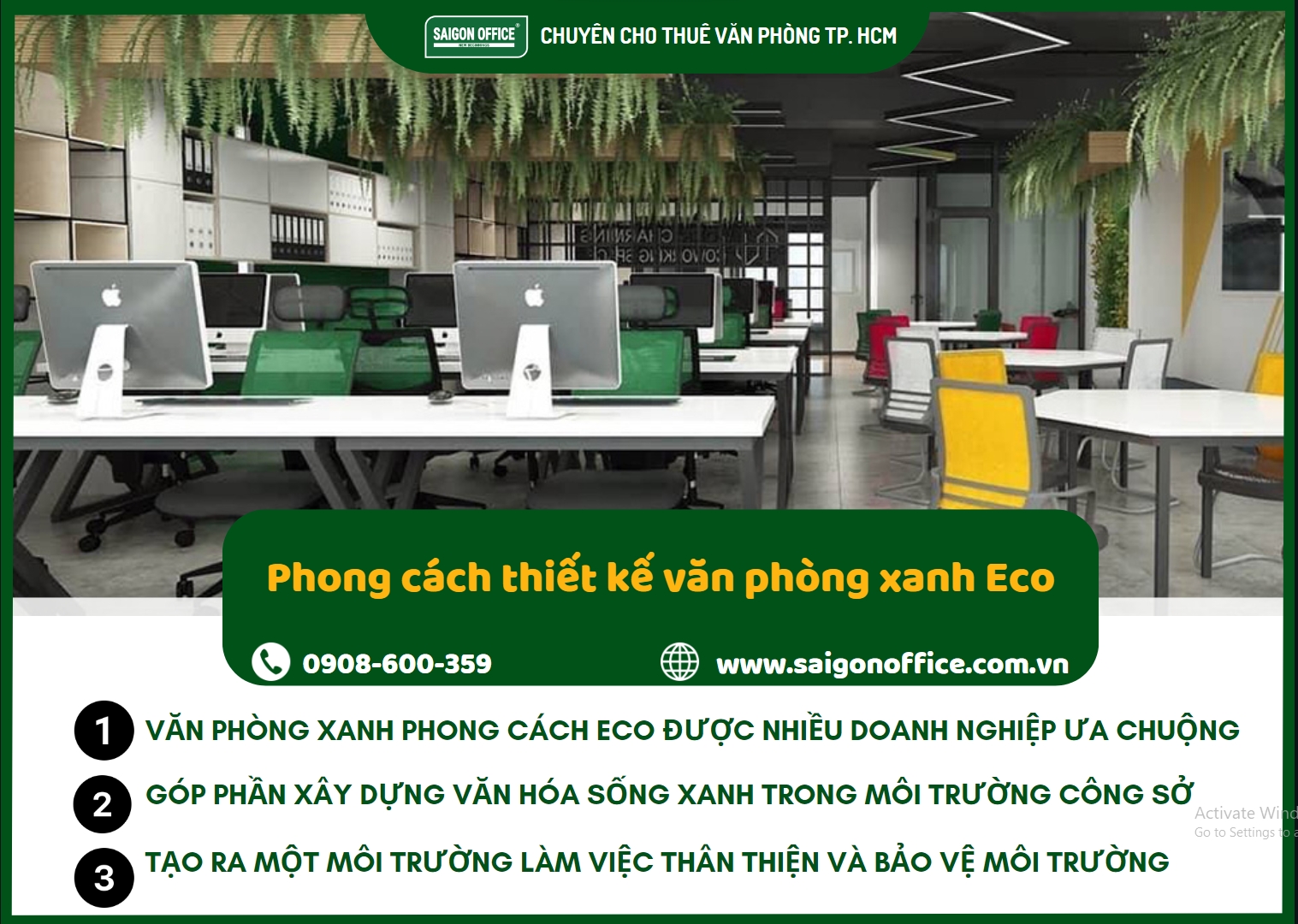 Phong cách thiết kế văn phòng xanh Eco