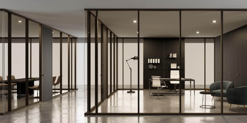 Thiết kế văn phòng vách kính Glass Doors and Walls Design