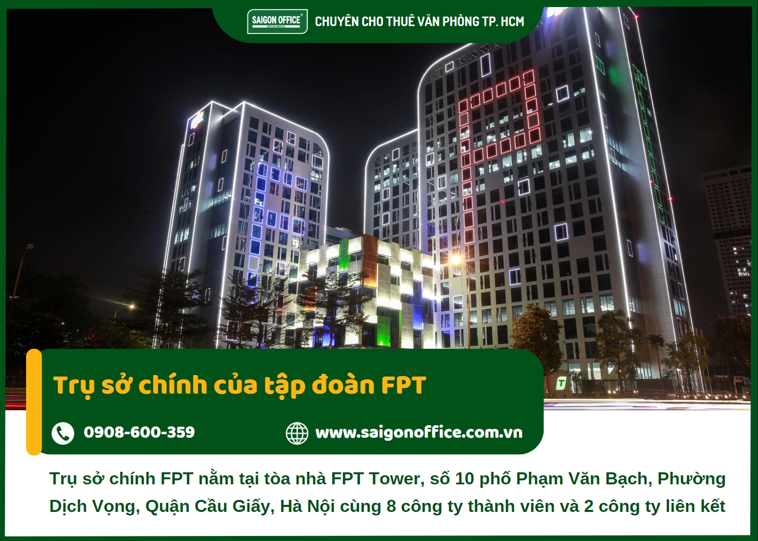 Trụ sở chính FPT tại tòa nhà FPT Tower Hà Nội