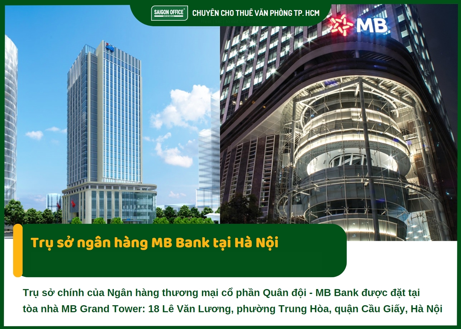 Trụ sở chính MBbank ở đâu?