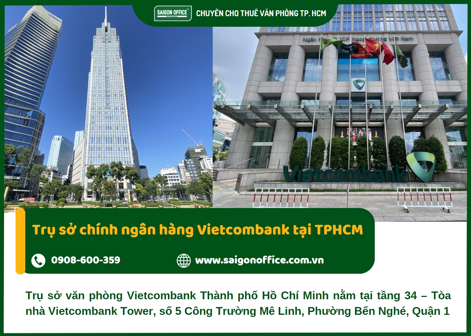 Trụ sở chính ngân hàng Vietcombank tại TP.HCM