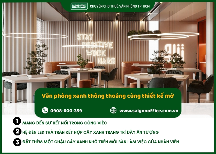 Văn phòng mở kết hợp cây xanh