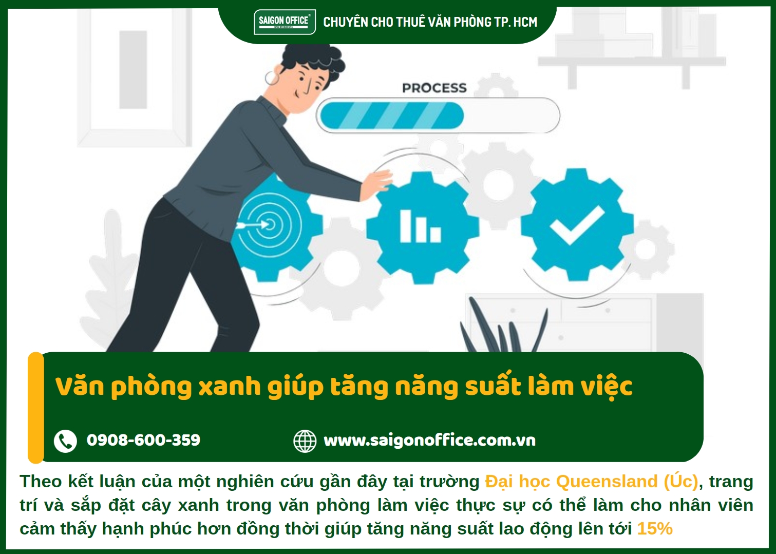 Văn phòng xanh giúp tăng năng suất làm việc