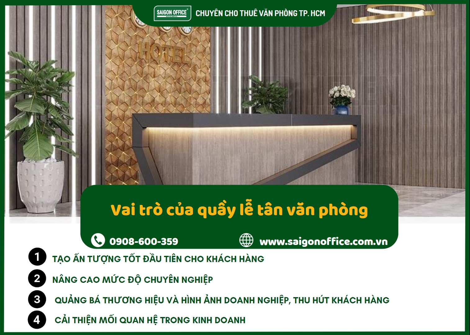 Vì sao nên chú trọng thiết kế quầy lễ tân văn phòng