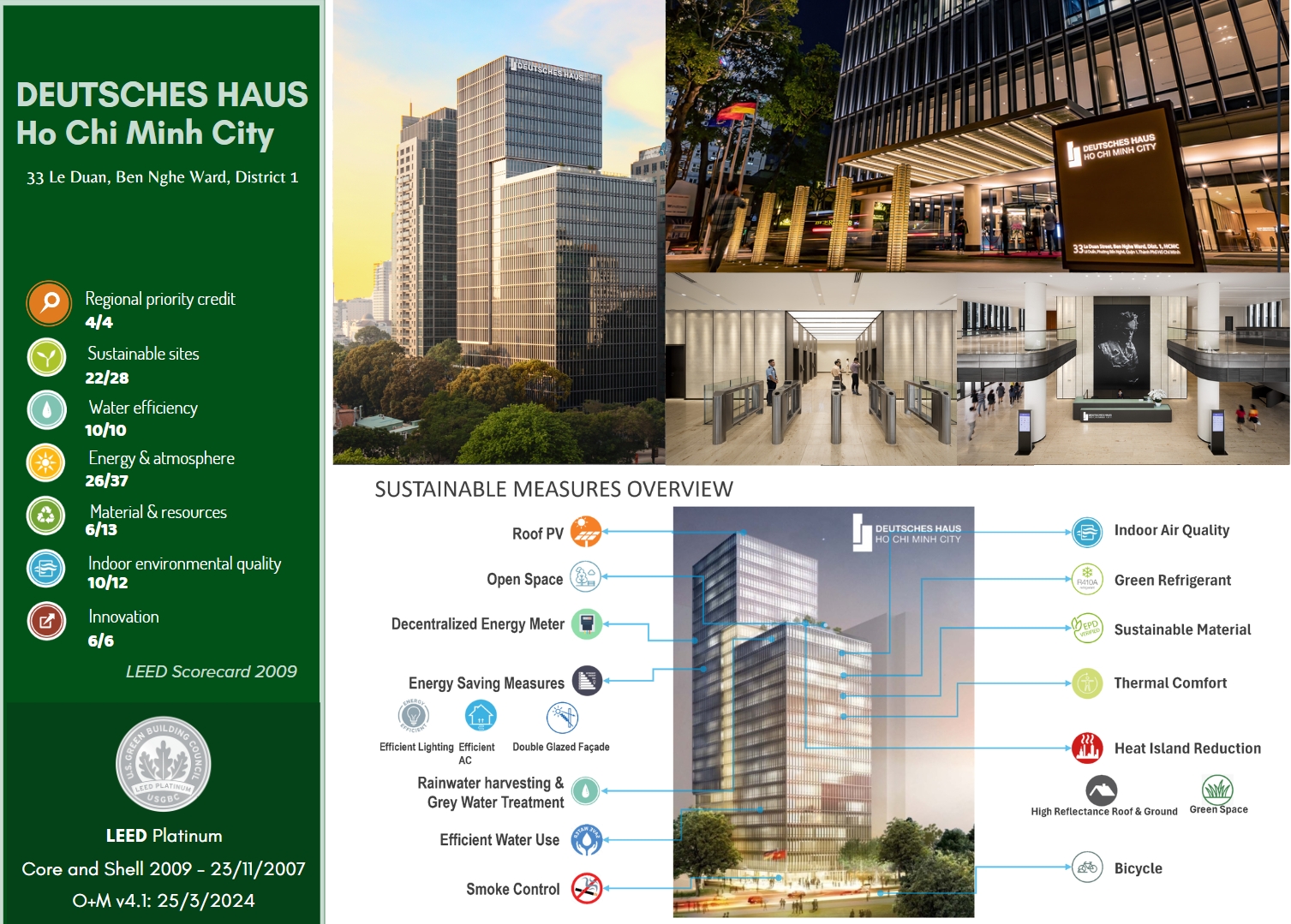 Deutsches Haus là tòa nhà đầu tiên tại TPHCM đạt 2 chứng nhận LEED Platinum