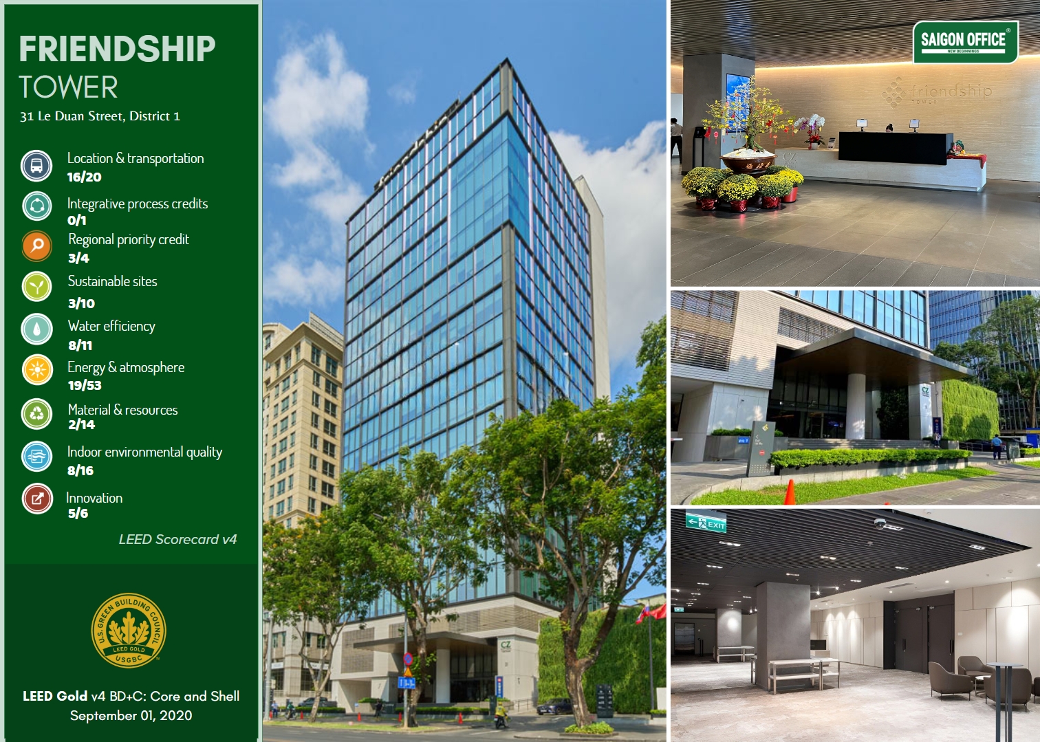 Friendship Tower đạt chuẩn LEED Gold cho Building Design and Construction