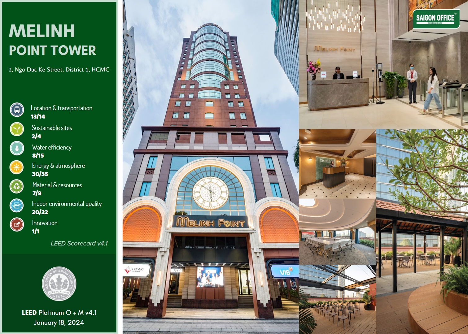 Melinh Point Tower đạt LEED Platinum vận hành và bảo trì hệ thống v4.1