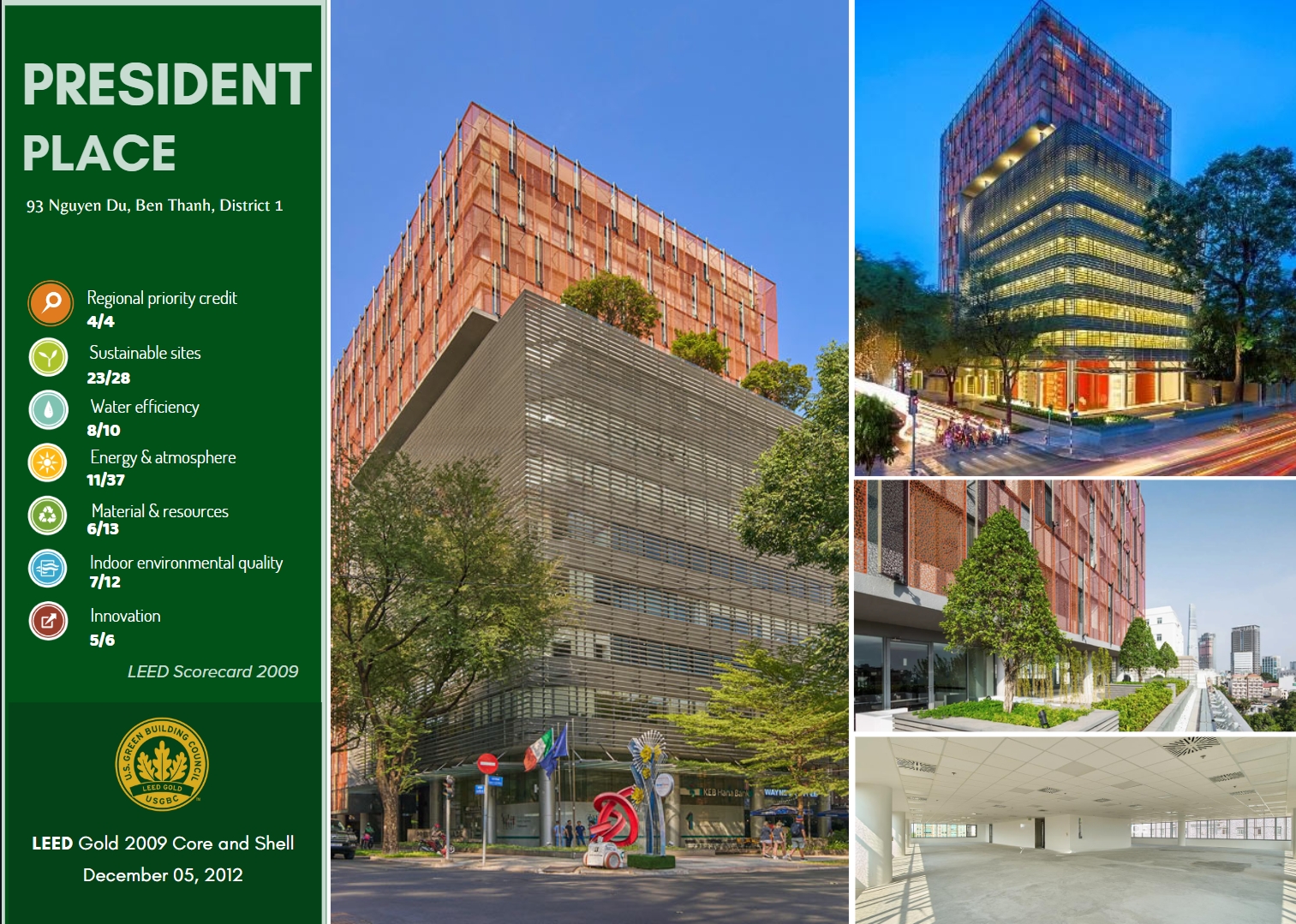 President Place là tòa nhà đầu tiên tại Việt Nam đạt chứng nhận LEED Gold