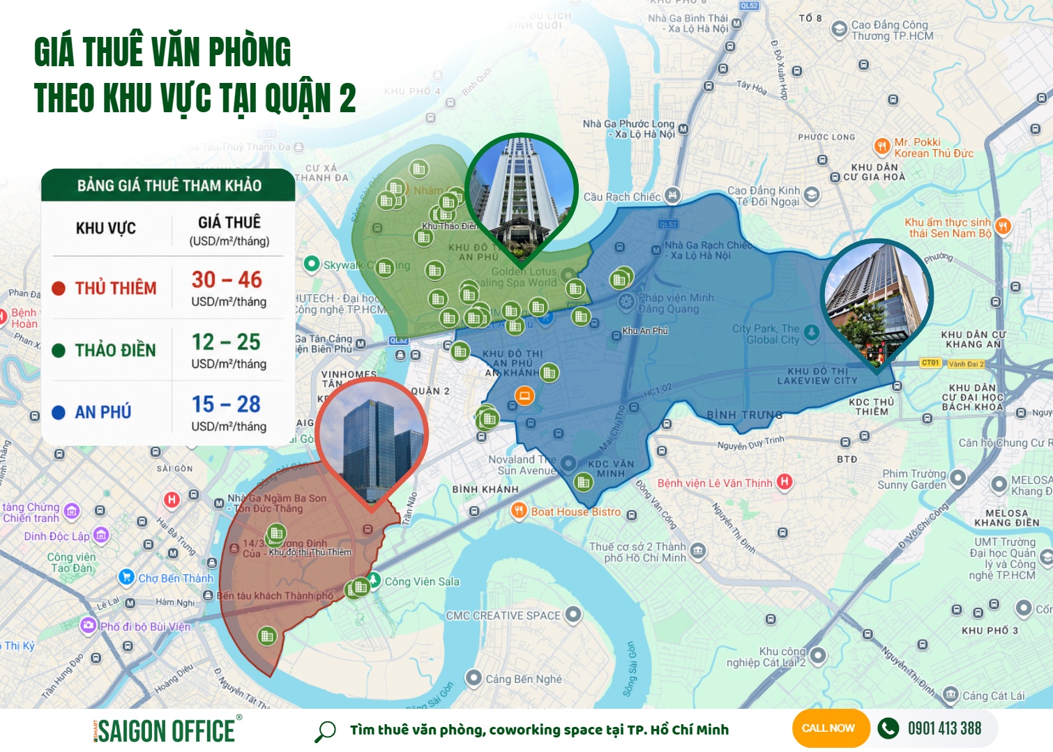 Giá thuê văn phòng theo khu vực tại quận 2