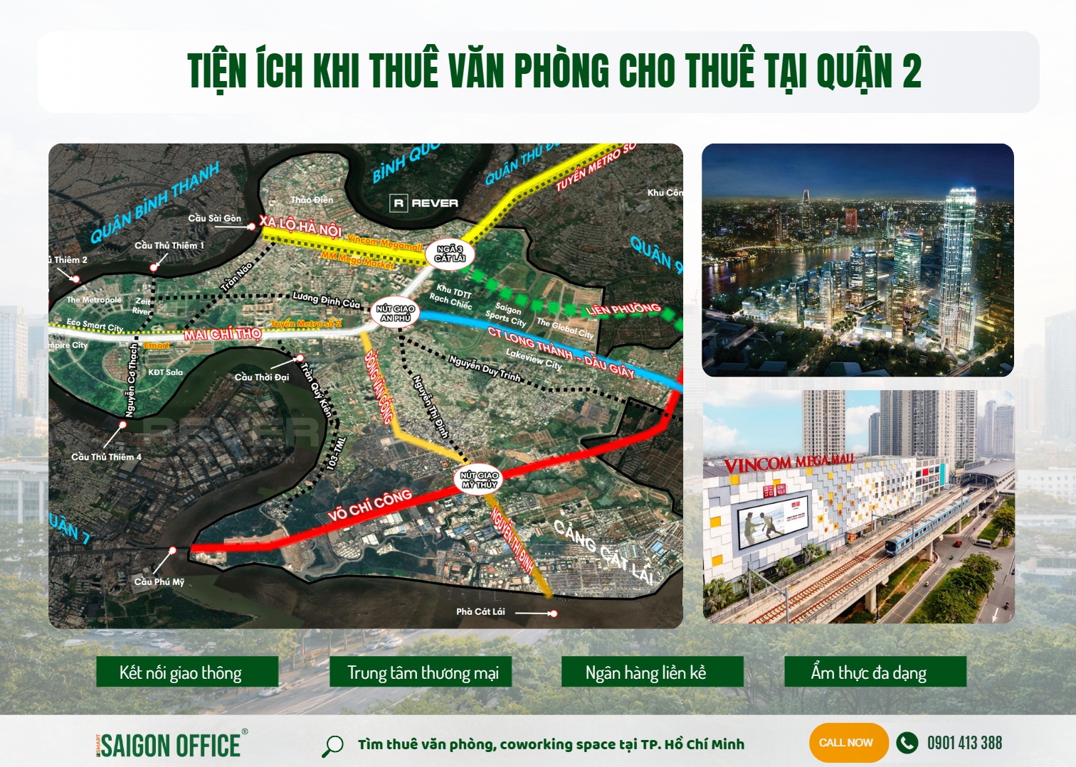 Tiện ích ngoại khu khi thuê văn phòng tại quận 2