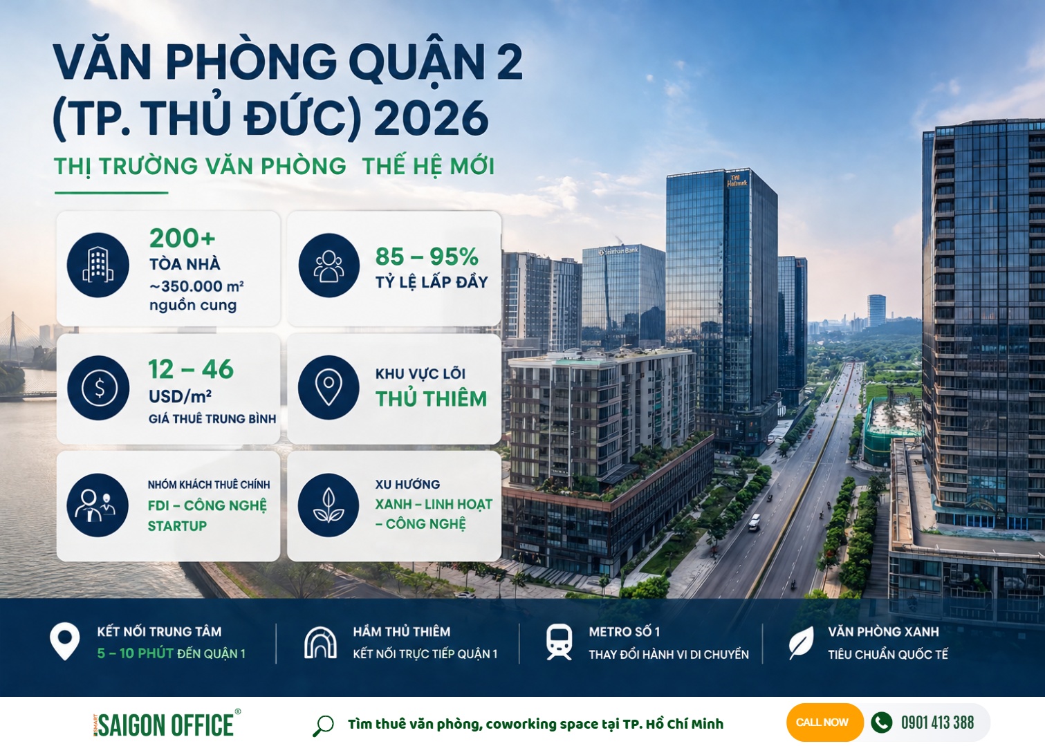 Tổng quan thị trường văn phòng cho thuê Quận 2